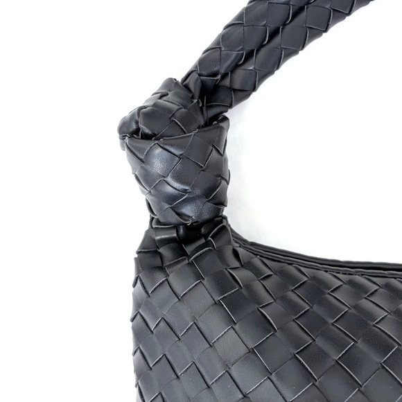 A New Day Woven Hobo Shoulder Bag Knotted Strap Black Handbag Purse Large ~14” - Picture 2 of 5